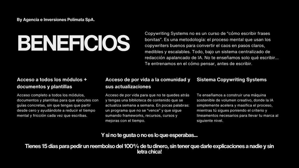 Beneficios Copywriting Systems